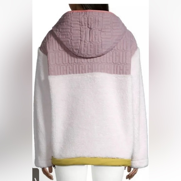 UGG Iggy Sherpa Half-Zip Hood Pullover Sweatshirt Hoodie Pink Purple - Picture 6 of 9